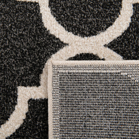 Black and White 2' 7 x 8' Trellis Runner Area Rug Geometric Modern Unique Durable Easy Clean Carpet for Contemporary Interior Design for Sale at Rug Engine