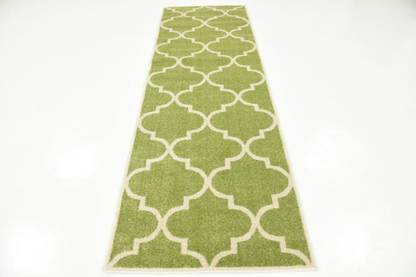 Green 2' 7 x 8' Trellis Runner Area Rug Geometric Modern Unique Durable Easy Clean Carpet for Contemporary Interior Design for Sale at Rug Engine