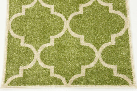 Green 2' 7 x 8' Trellis Runner Area Rug Geometric Modern Unique Durable Easy Clean Carpet for Contemporary Interior Design for Sale at Rug Engine