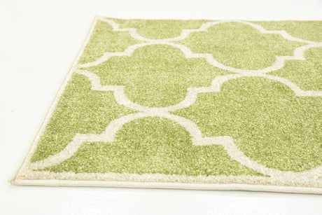 Green 2' 7 x 8' Trellis Runner Area Rug Geometric Modern Unique Durable Easy Clean Carpet for Contemporary Interior Design for Sale at Rug Engine