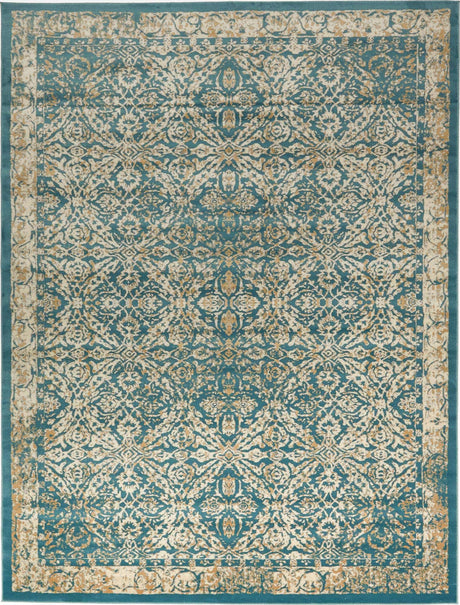 Teal 10' x 13' Oslo Rectangle Area Rug 100% Polypropylene Traditional Classic Vintage Distressed Carpet for Indoor Home Decor for Sale at Rug Engine