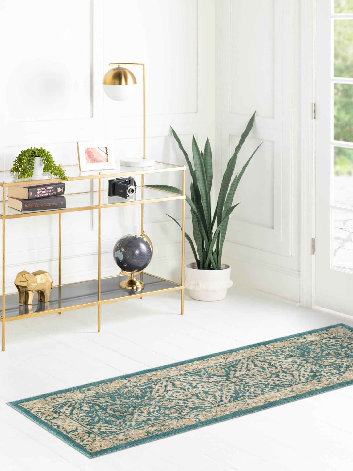 Teal 3' x 13' 1 Oslo Runner Area Rug 100% Polypropylene Traditional Classic Vintage Distressed Carpet for Indoor Home Decor for Sale at Rug Engine