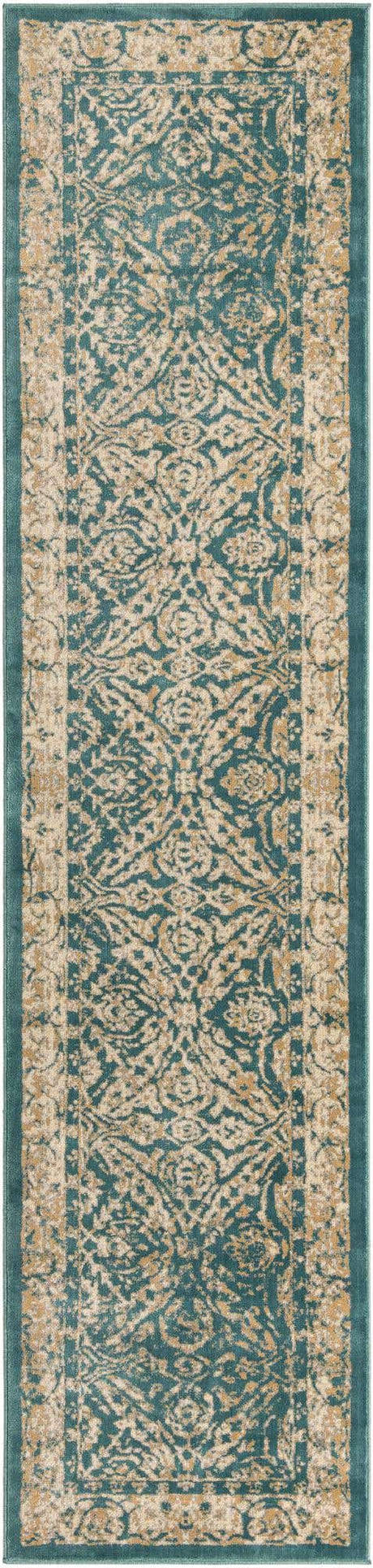 Teal 3' x 13' 1 Oslo Runner Area Rug 100% Polypropylene Traditional Classic Vintage Distressed Carpet for Indoor Home Decor for Sale at Rug Engine