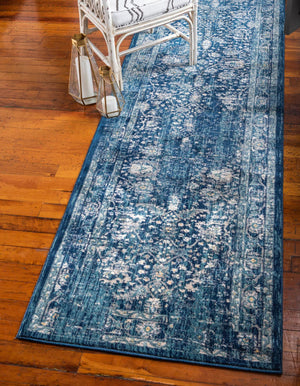 Navy Blue 3' x 13' Oslo Runner Area Rug 100% Polypropylene Traditional Classic Vintage Distressed Carpet for Indoor Home Decor for Sale at Rug Engine