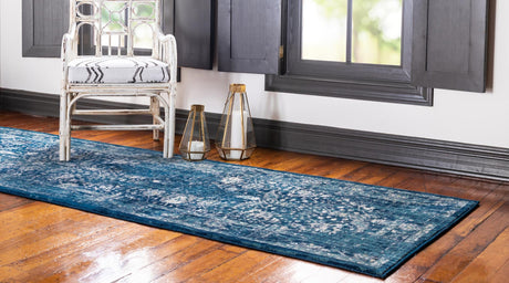Navy Blue 2' 7 x 12' Oslo Runner Area Rug 100% Polypropylene Traditional Classic Vintage Distressed Carpet for Indoor Home Decor for Sale at Rug Engine