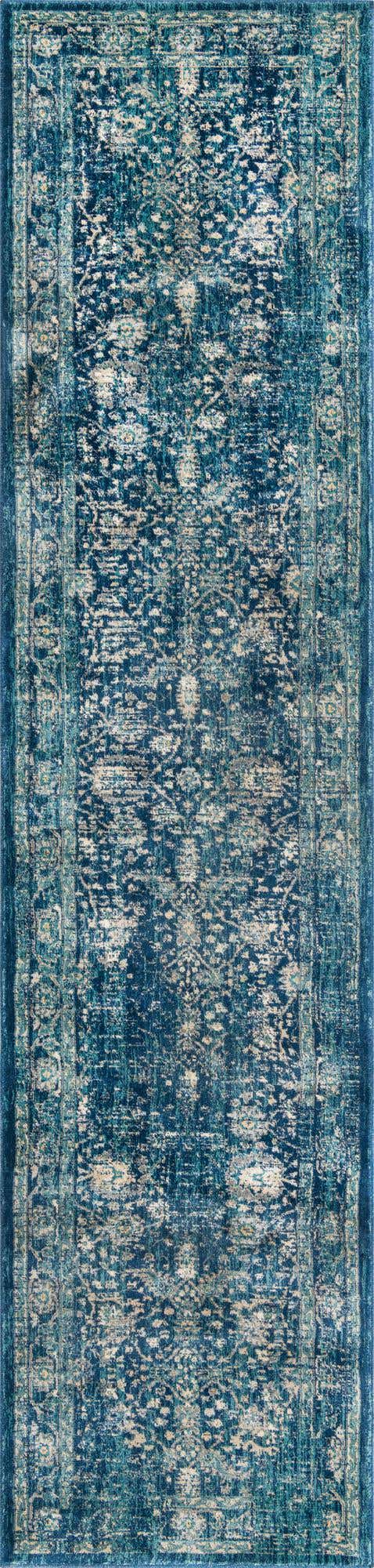 Navy Blue 3' x 13' Oslo Runner Area Rug 100% Polypropylene Traditional Classic Vintage Distressed Carpet for Indoor Home Decor for Sale at Rug Engine