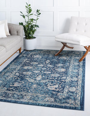 Navy Blue 5' x 8' Oslo Rectangle Area Rug 100% Polypropylene Traditional Classic Vintage Distressed Carpet for Indoor Home Decor for Sale at Rug Engine