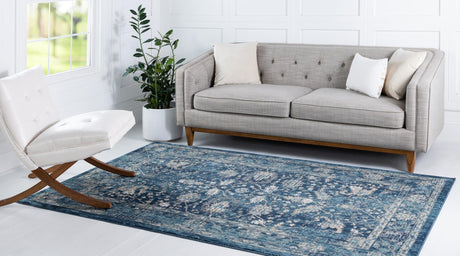Navy Blue 5' x 8' Oslo Rectangle Area Rug 100% Polypropylene Traditional Classic Vintage Distressed Carpet for Indoor Home Decor for Sale at Rug Engine