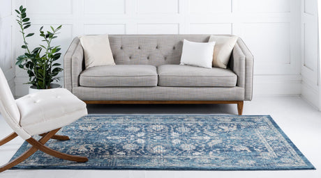 Navy Blue 5' x 8' Oslo Rectangle Area Rug 100% Polypropylene Traditional Classic Vintage Distressed Carpet for Indoor Home Decor for Sale at Rug Engine
