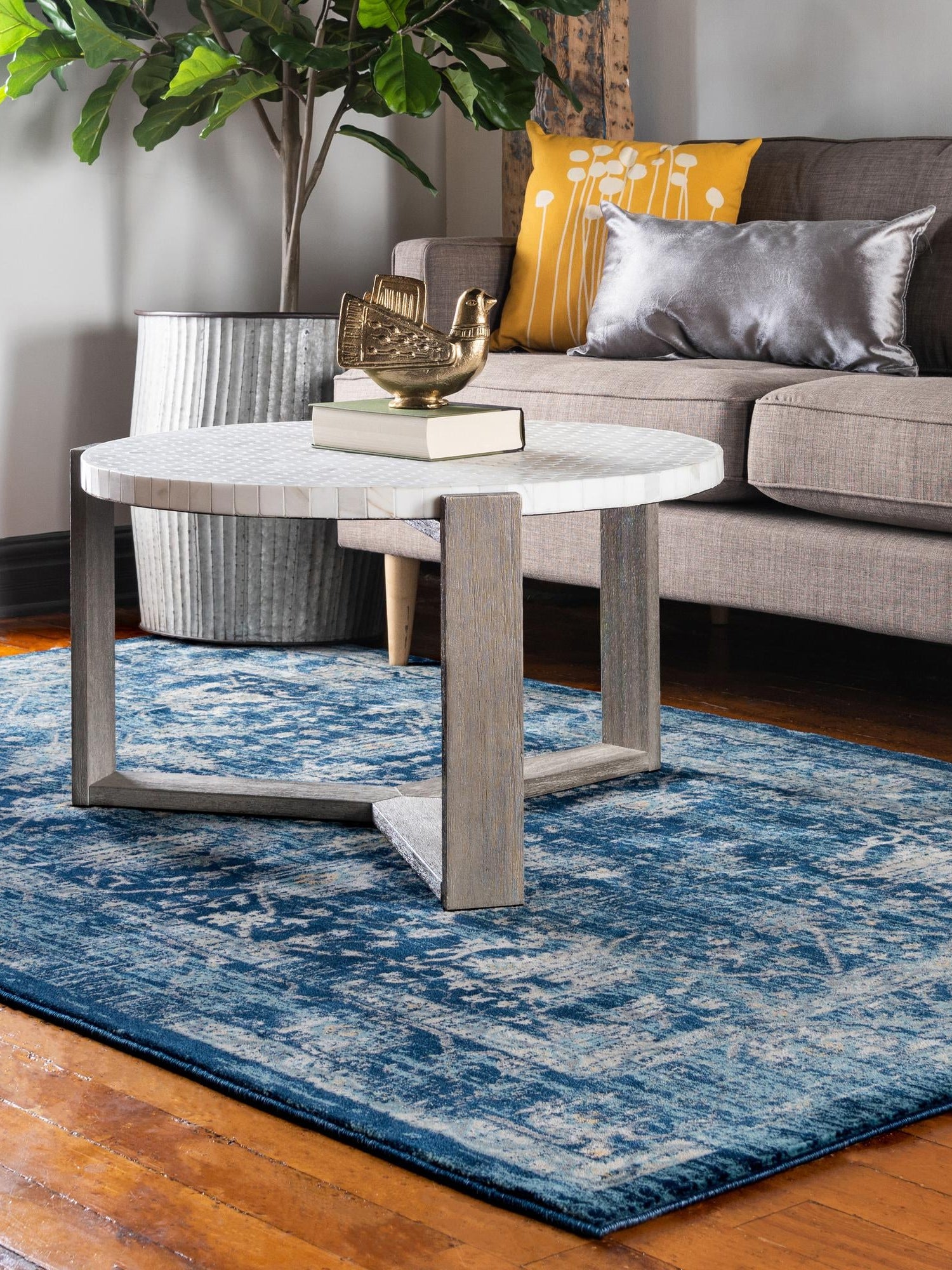 Navy Blue 5' x 8' Oslo Rectangle Area Rug 100% Polypropylene Traditional Classic Vintage Distressed Carpet for Indoor Home Decor for Sale at Rug Engine