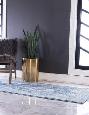 Navy Blue 2' x 7' 1 Oslo Runner Area Rug 100% Polypropylene Traditional Classic Vintage Distressed Carpet for Indoor Home Decor for Sale at Rug Engine