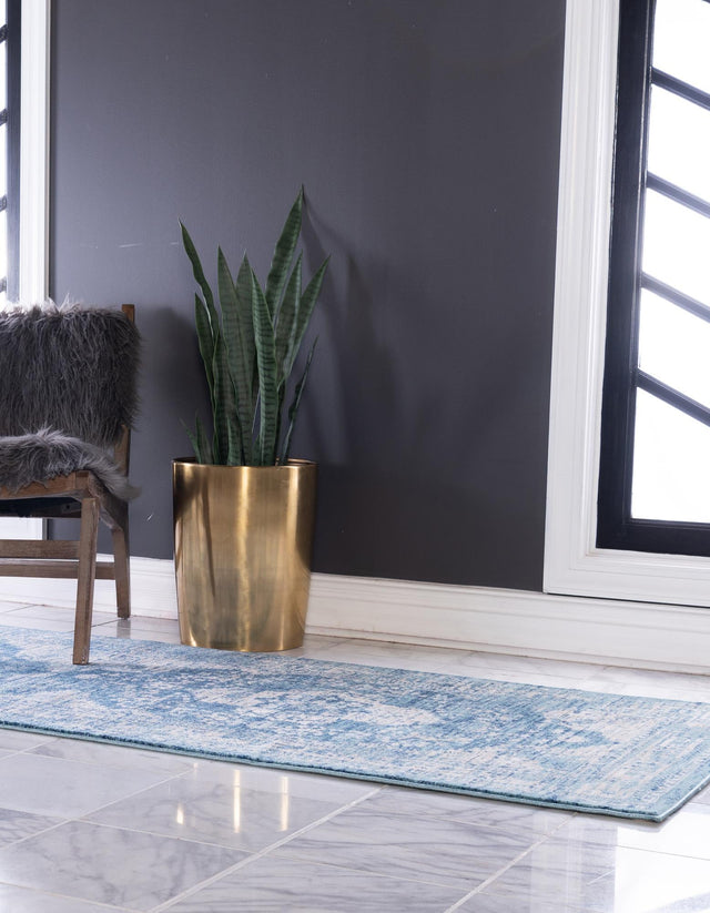 Navy Blue 2' x 7' 1 Oslo Runner Area Rug 100% Polypropylene Traditional Classic Vintage Distressed Carpet for Indoor Home Decor for Sale at Rug Engine