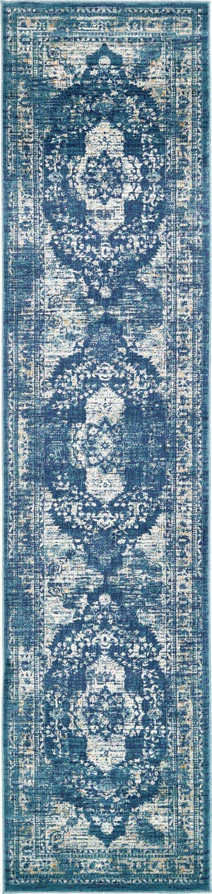 Navy Blue 3' x 13' 1 Oslo Runner Area Rug 100% Polypropylene Traditional Classic Vintage Distressed Carpet for Indoor Home Decor for Sale at Rug Engine