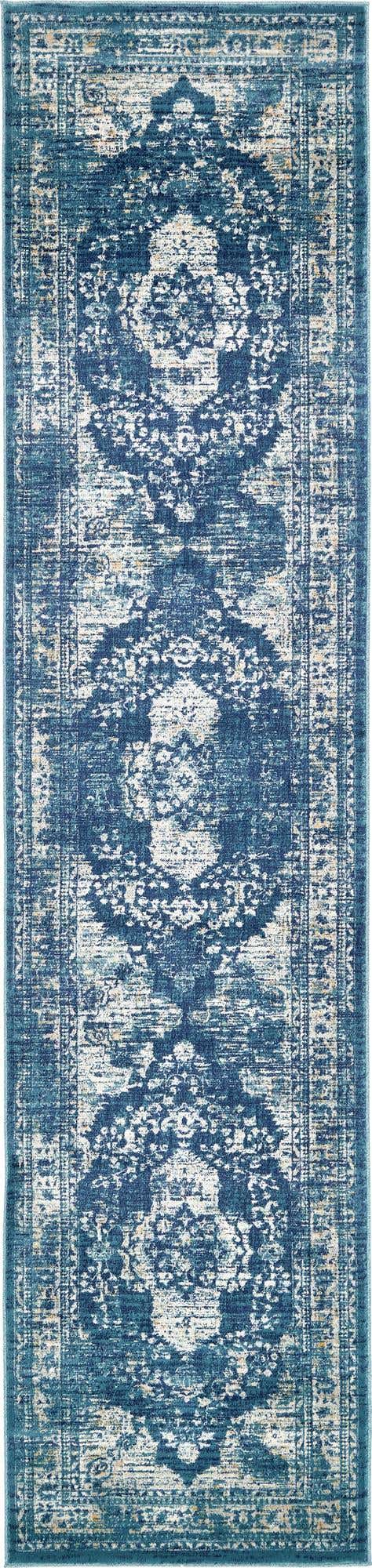 Navy Blue 3' x 13' 1 Oslo Runner Area Rug 100% Polypropylene Traditional Classic Vintage Distressed Carpet for Indoor Home Decor for Sale at Rug Engine