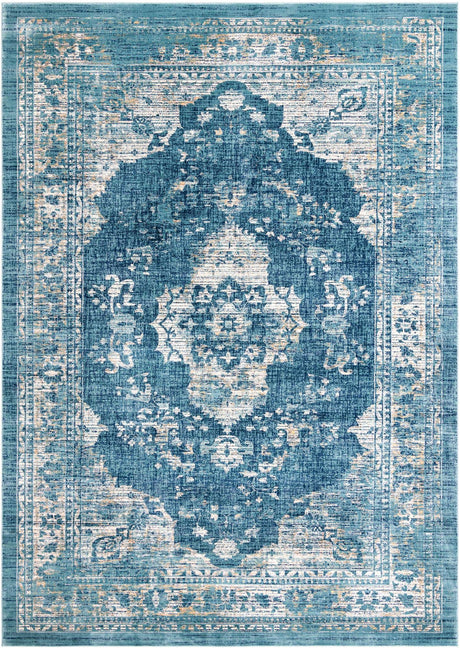 Navy Blue 8' x 11' 4 Oslo Rectangle Area Rug 100% Polypropylene Traditional Classic Vintage Distressed Carpet for Indoor Home Decor for Sale at Rug Engine