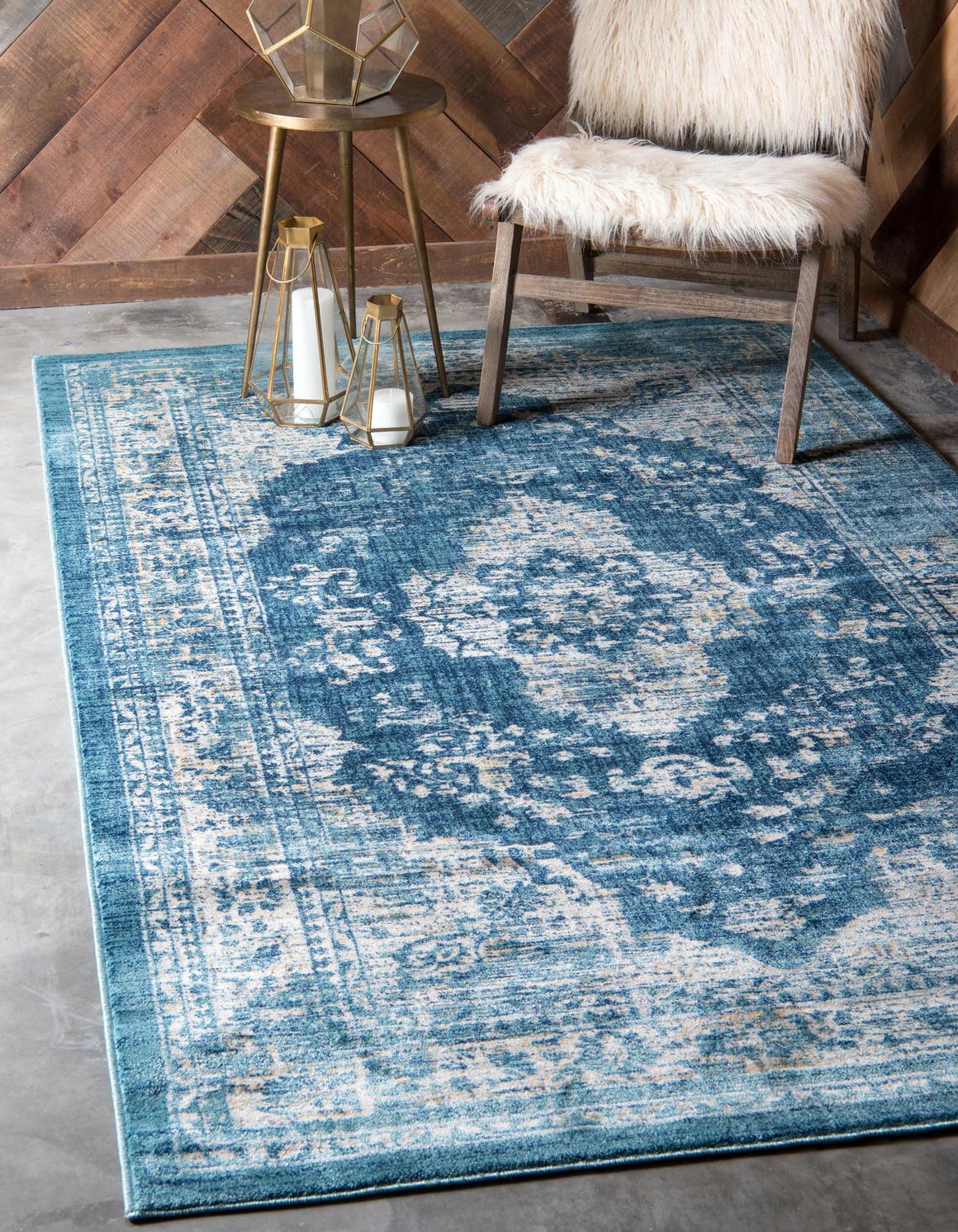 Navy Blue 3' 3 x 5' 3 Oslo Rectangle Area Rug 100% Polypropylene Traditional Classic Vintage Distressed Carpet for Indoor Home Decor for Sale at Rug Engine