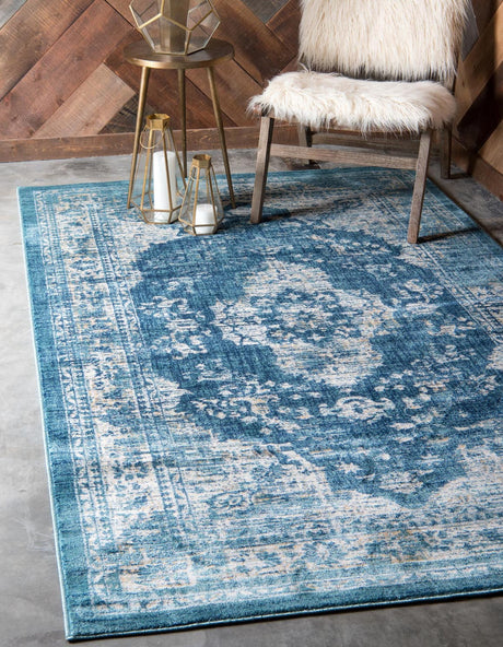 Navy Blue 7' 10 x 10' Oslo Rectangle Area Rug 100% Polypropylene Traditional Classic Vintage Distressed Carpet for Indoor Home Decor for Sale at Rug Engine