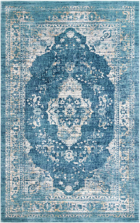 Navy Blue 5' 1 x 8' Oslo Rectangle Area Rug 100% Polypropylene Traditional Classic Vintage Distressed Carpet for Indoor Home Decor for Sale at Rug Engine
