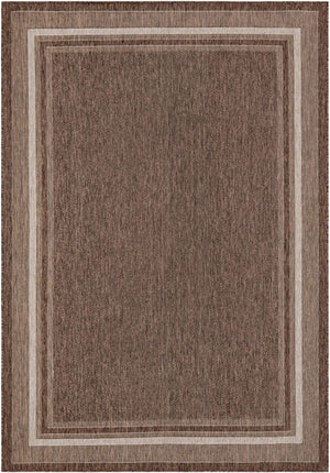 Brown 8' x 11' Outdoor Border Rectangle Rug