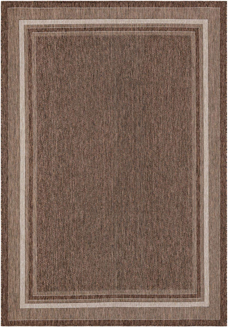 Brown 8' x 11' Outdoor Border Rectangle Rug