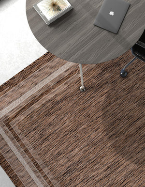 Brown 6' 1 x 9' Outdoor Border Rectangle Area Rug Weather Resistant for Patio, Deck, Terrace, Balcony, Porch 100% Polypropylene Classic Bordered Carpet for Sale at Rug Engine