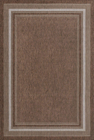 Brown 6' 1 x 9' Outdoor Border Rectangle Area Rug Weather Resistant for Patio, Deck, Terrace, Balcony, Porch 100% Polypropylene Classic Bordered Carpet for Sale at Rug Engine