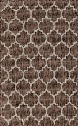 Brown 5' 3 x 8' Outdoor Trellis Rectangle Area Rug Weather Resistant for Patio, Deck, Terrace, Balcony, Porch Geometric Design Water Safe Outside Carpet for Sale at Rug Engine