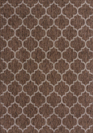 Brown 7' 1 x 10' Outdoor Trellis Rectangle Area Rug Weather Resistant for Patio, Deck, Terrace, Balcony, Porch Geometric Design Water Safe Outside Carpet for Sale at Rug Engine