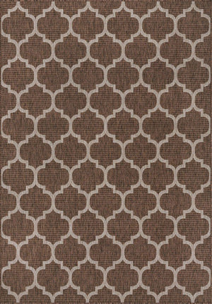 Brown 6' 1 x 9' Outdoor Trellis Rectangle Area Rug Weather Resistant for Patio, Deck, Terrace, Balcony, Porch Geometric Design Water Safe Outside Carpet for Sale at Rug Engine