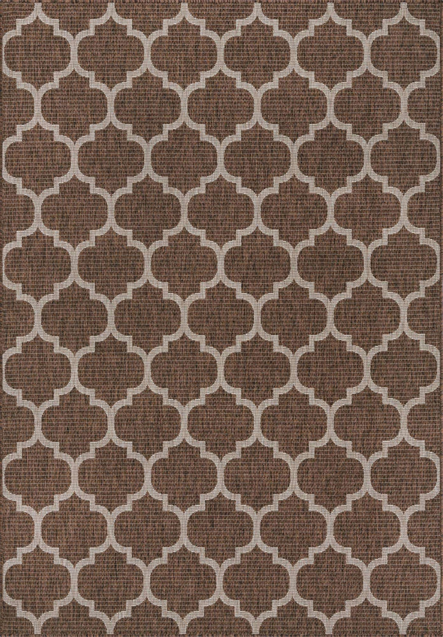Brown 6' 1 x 9' Outdoor Trellis Rectangle Area Rug Weather Resistant for Patio, Deck, Terrace, Balcony, Porch Geometric Design Water Safe Outside Carpet for Sale at Rug Engine