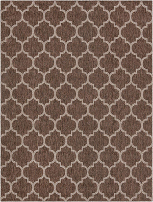 Brown 9' x 12' Outdoor Trellis Rectangle Area Rug Weather Resistant for Patio, Deck, Terrace, Balcony, Porch Geometric Design Water Safe Outside Carpet for Sale at Rug Engine