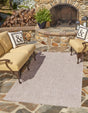 Beige 7' 10 x 11' Outdoor Solid Rectangle Area Rug Weather Resistant for Patio, Deck, Terrace, Balcony, Porch 100% Polypropylene Minimalist Waterproof Carpet for Sale at Rug Engine