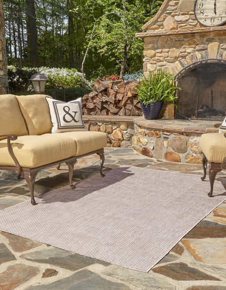 Beige 4' 1 x 6' 1 Outdoor Solid Rectangle Area Rug Weather Resistant for Patio, Deck, Terrace, Balcony, Porch Discounted Clearance Final Sale 100% Polypropylene Minimalist Waterproof Carpet for Sale at Rug Engine