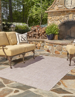 Beige 6' 1 x 9' Outdoor Solid Rectangle Area Rug Weather Resistant for Patio, Deck, Terrace, Balcony, Porch 100% Polypropylene Minimalist Waterproof Carpet for Sale at Rug Engine