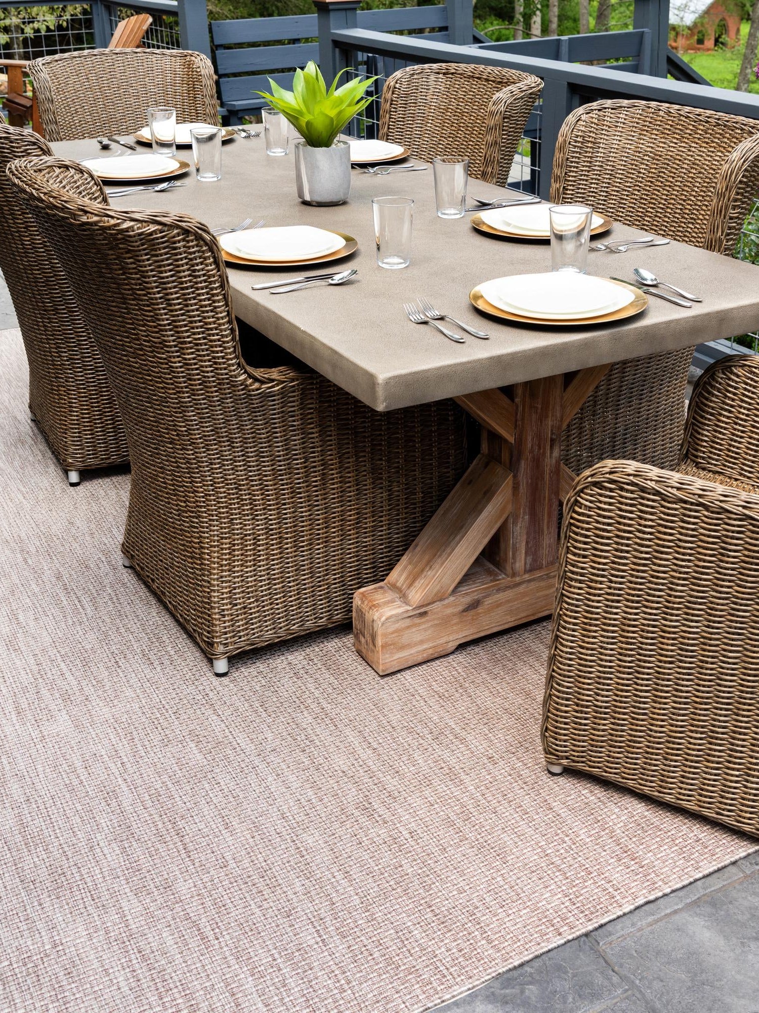 Beige 4' 1 x 6' 1 Outdoor Solid Rectangle Area Rug Weather Resistant for Patio, Deck, Terrace, Balcony, Porch Discounted Clearance Final Sale 100% Polypropylene Minimalist Waterproof Carpet for Sale at Rug Engine