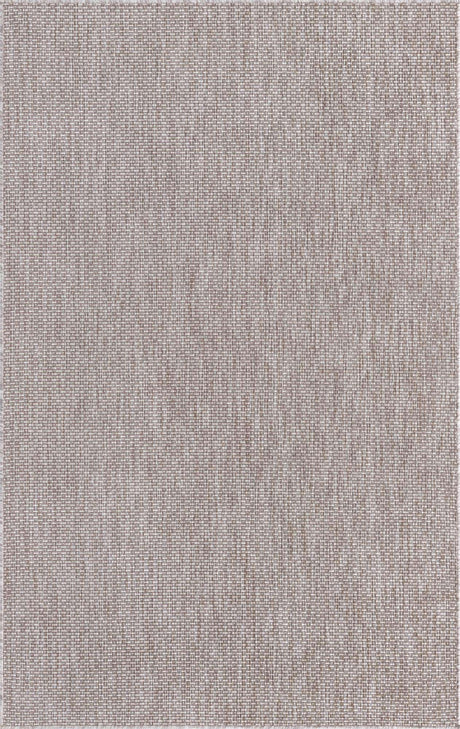 Beige 5' 3 x 8' Outdoor Solid Rectangle Area Rug Weather Resistant for Patio, Deck, Terrace, Balcony, Porch