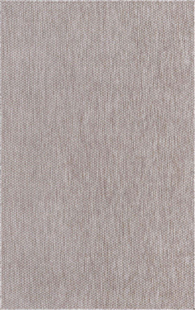 Beige 5' 3 x 8' Outdoor Solid Rectangle Area Rug Weather Resistant for Patio, Deck, Terrace, Balcony, Porch