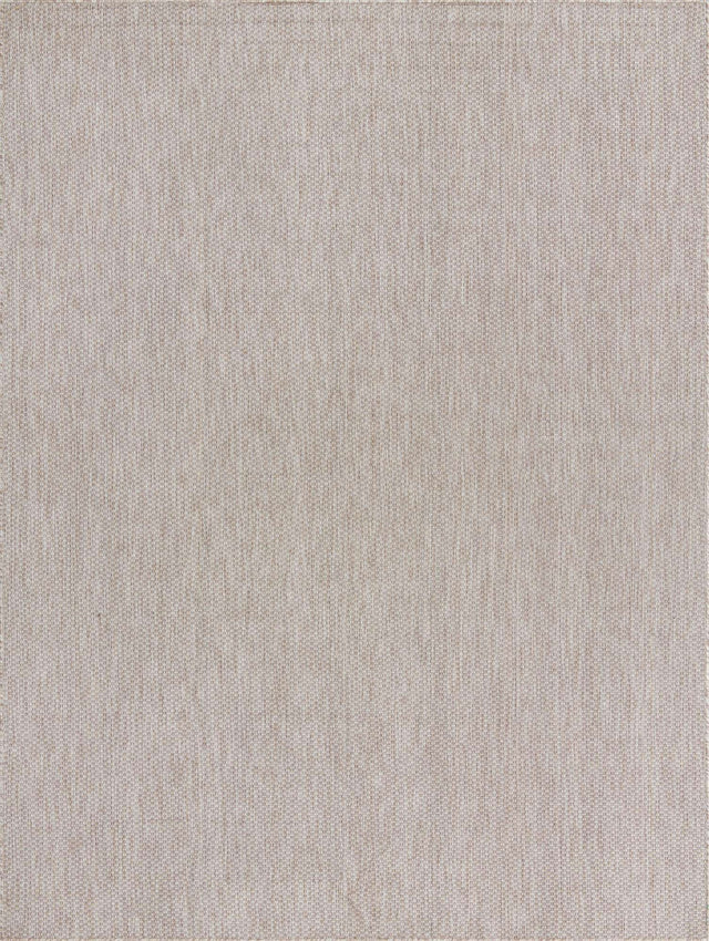 Beige 9' x 12' Outdoor Solid Rectangle Area Rug Weather Resistant for Patio, Deck, Terrace, Balcony, Porch 100% Polypropylene Minimalist Waterproof Carpet for Sale at Rug Engine