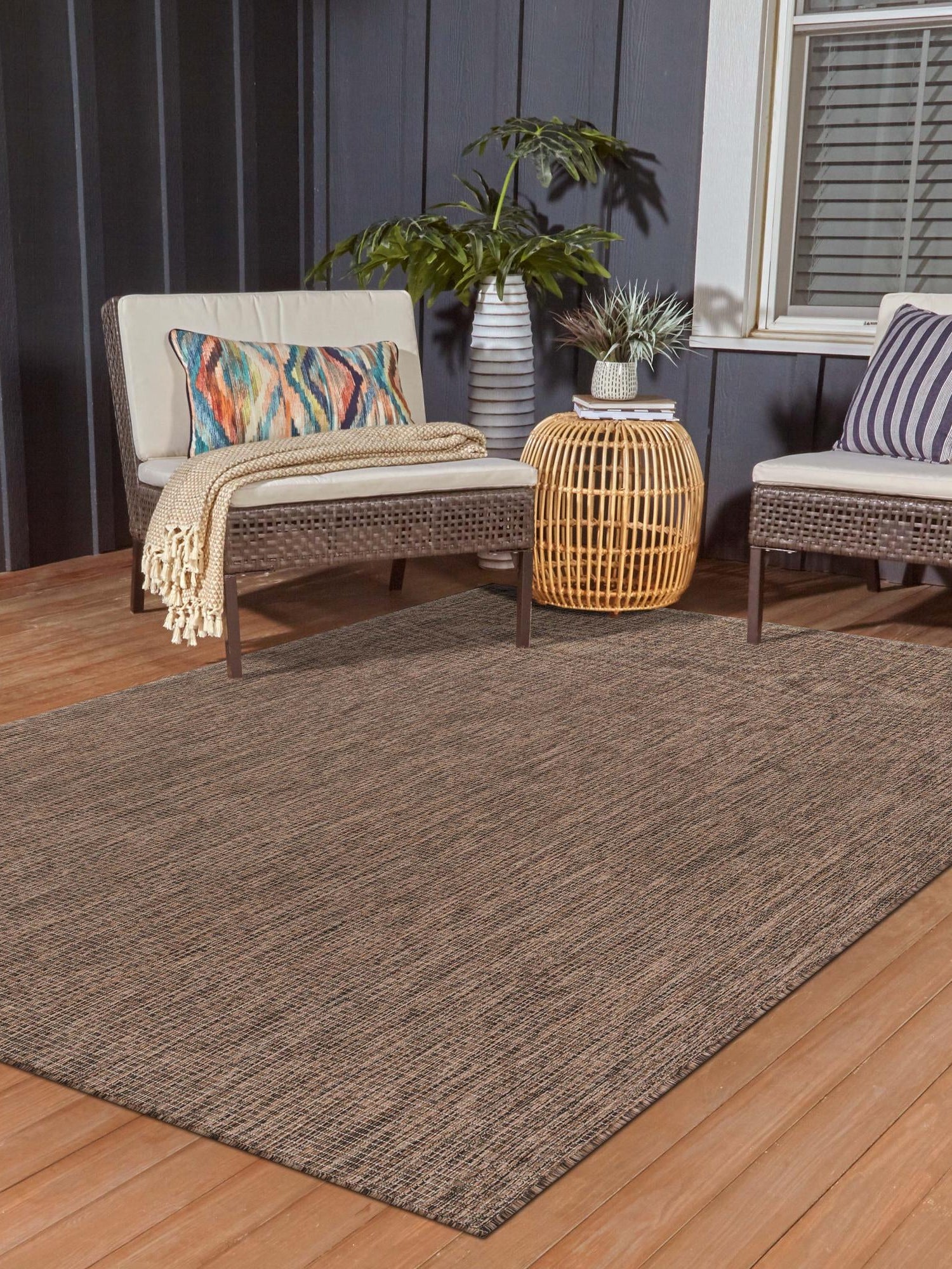 Light Brown 10' x 13' 1 Outdoor Solid Rectangle Area Rug Weather Resistant for Patio, Deck, Terrace, Balcony, Porch 100% Polypropylene Minimalist Waterproof Carpet for Sale at Rug Engine