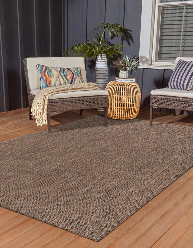 Light Brown 7' 1 x 10' Outdoor Solid Rectangle Area Rug Weather Resistant for Patio, Deck, Terrace, Balcony, Porch 100% Polypropylene Minimalist Waterproof Carpet for Sale at Rug Engine