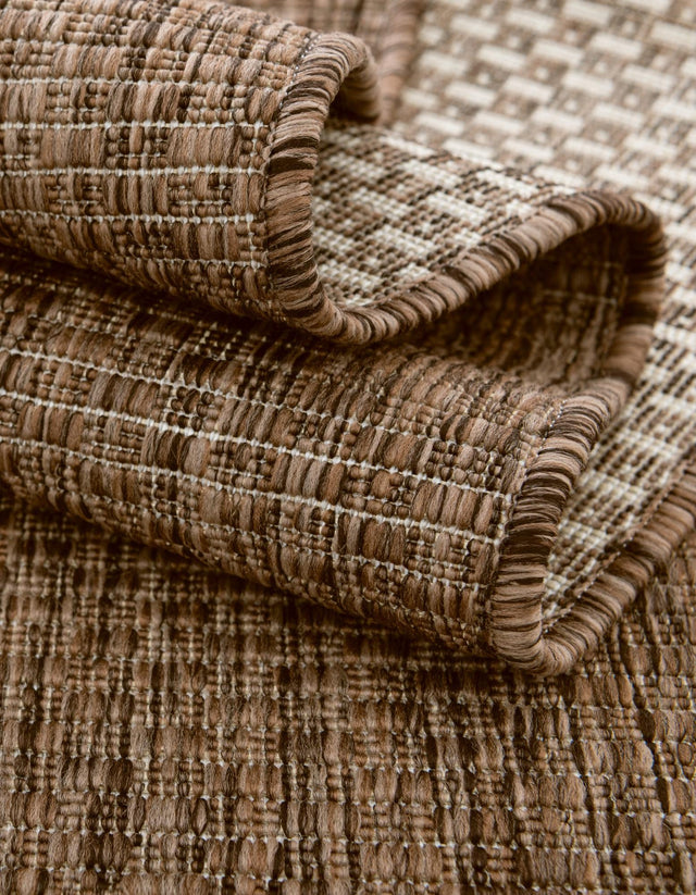 Light Brown 5' 3 x 7' 1 Outdoor Solid Rectangle Area Rug Weather Resistant for Patio, Deck, Terrace, Balcony, Porch 100% Polypropylene Minimalist Waterproof Carpet for Sale at Rug Engine