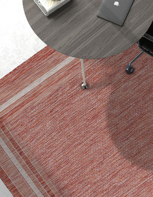 Rust Red 9' x 12' Outdoor Border Rectangle Area Rug Weather Resistant for Patio, Deck, Terrace, Balcony, Porch 100% Polypropylene Classic Bordered Carpet for Sale at Rug Engine
