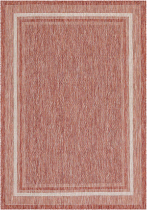 Rust Red 7' 1 x 10' Outdoor Border Rectangle Area Rug Weather Resistant for Patio, Deck, Terrace, Balcony, Porch 100% Polypropylene Classic Bordered Carpet for Sale at Rug Engine