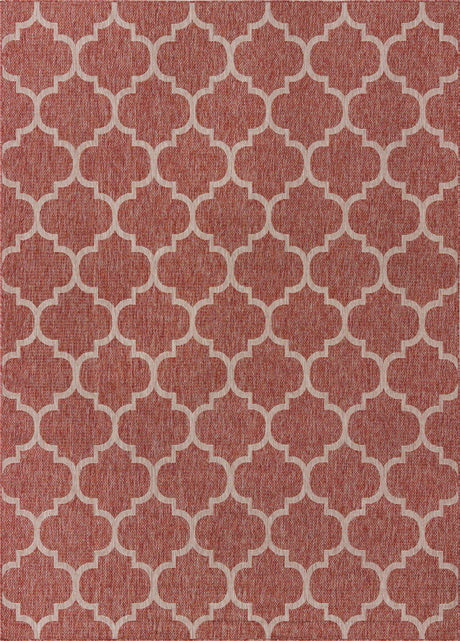 Rust Red 8' x 11' Outdoor Trellis Rectangle Rug