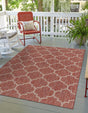 Rust Red 6' 1 x 9' Outdoor Trellis Rectangle Area Rug Weather Resistant for Patio, Deck, Terrace, Balcony, Porch Geometric Design Water Safe Outside Carpet for Sale at Rug Engine