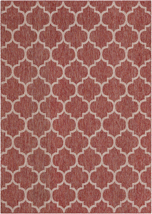 Rust Red 7' 1 x 10' Outdoor Trellis Rectangle Area Rug Weather Resistant for Patio, Deck, Terrace, Balcony, Porch Geometric Design Water Safe Outside Carpet for Sale at Rug Engine