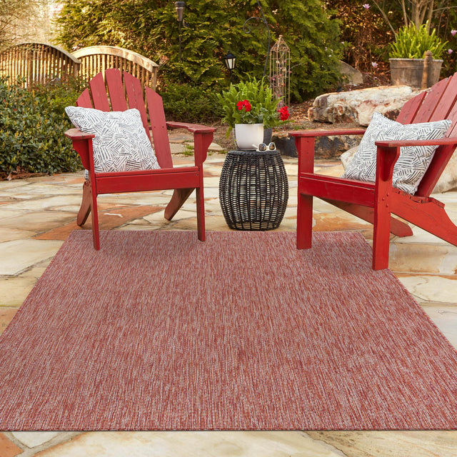 Rust Red 5' 3 x 8' Outdoor Solid Rectangle Area Rug Weather Resistant for Patio, Deck, Terrace, Balcony, Porch 100% Polypropylene Minimalist Waterproof Carpet for Sale at Rug Engine