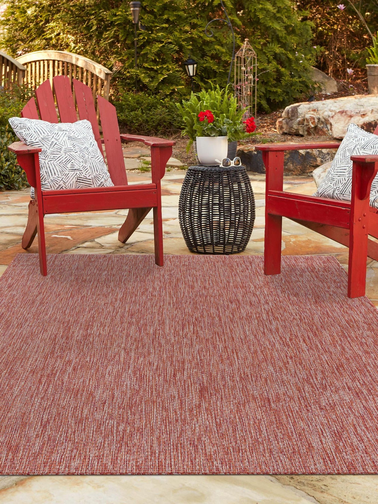 Rust Red 6' 1 x 9' Outdoor Solid Rectangle Area Rug Weather Resistant for Patio, Deck, Terrace, Balcony, Porch 100% Polypropylene Minimalist Waterproof Carpet for Sale at Rug Engine