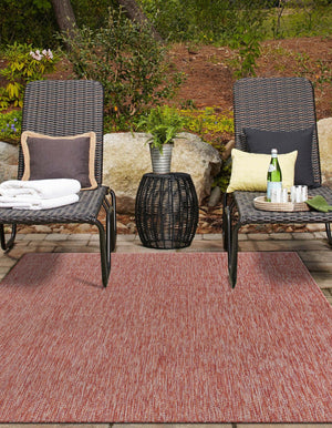Rust Red 5' 3 x 8' Outdoor Solid Rectangle Area Rug Weather Resistant for Patio, Deck, Terrace, Balcony, Porch 100% Polypropylene Minimalist Waterproof Carpet for Sale at Rug Engine