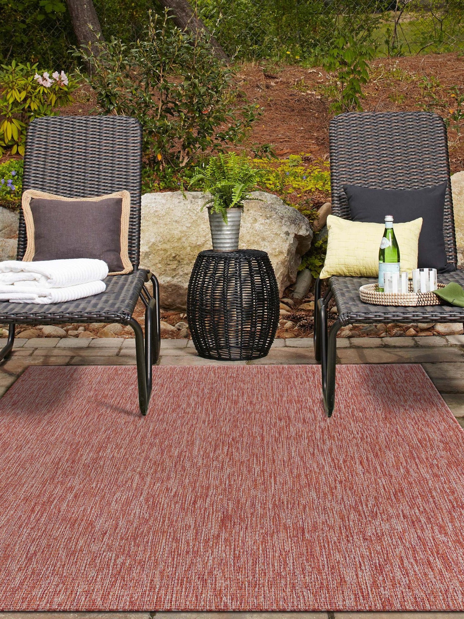 Rust Red 4' 1 x 6' 1 Outdoor Solid Rectangle Area Rug Weather Resistant for Patio, Deck, Terrace, Balcony, Porch 100% Polypropylene Minimalist Waterproof Carpet for Sale at Rug Engine